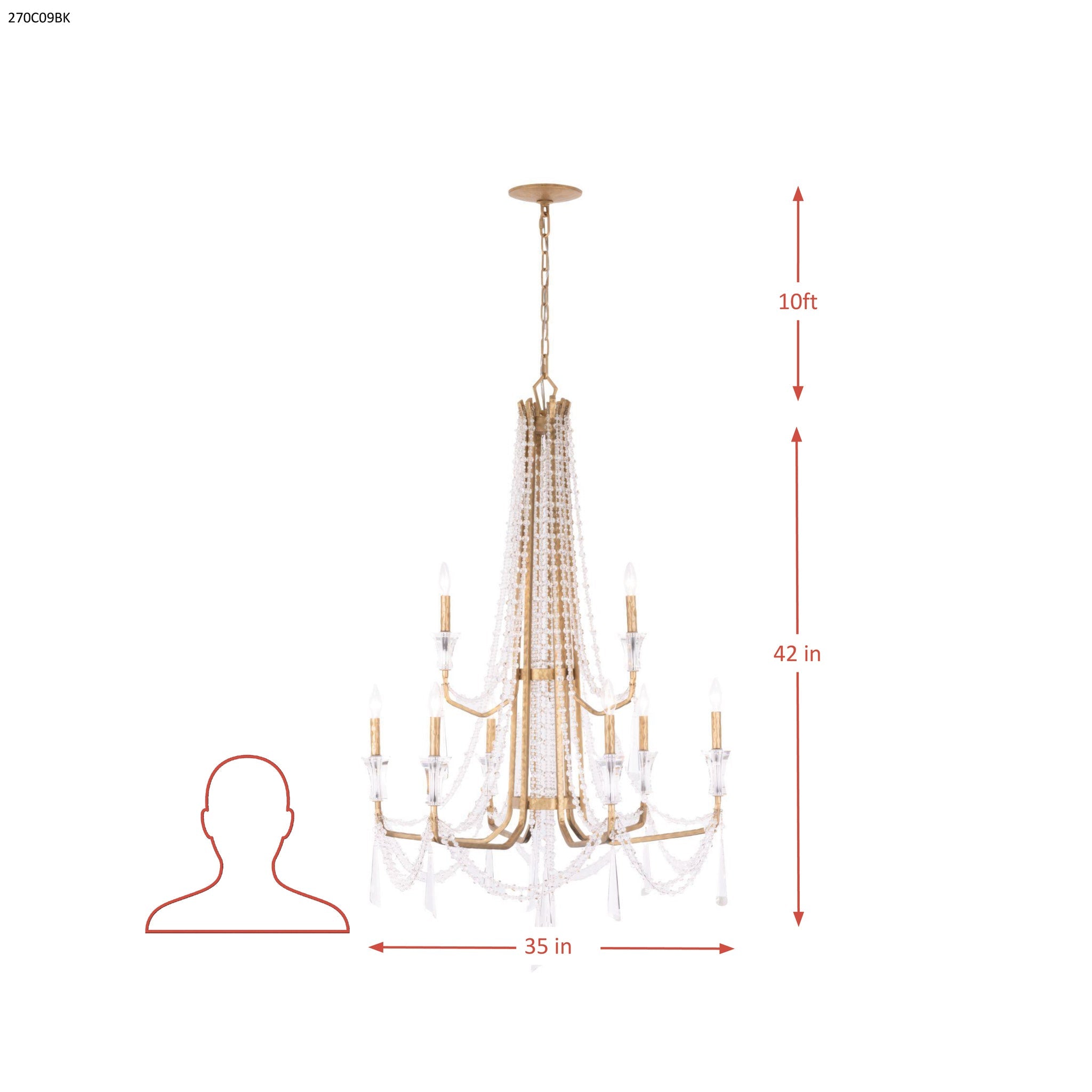 Barcelona 9 Light 2-Tier Chandelier