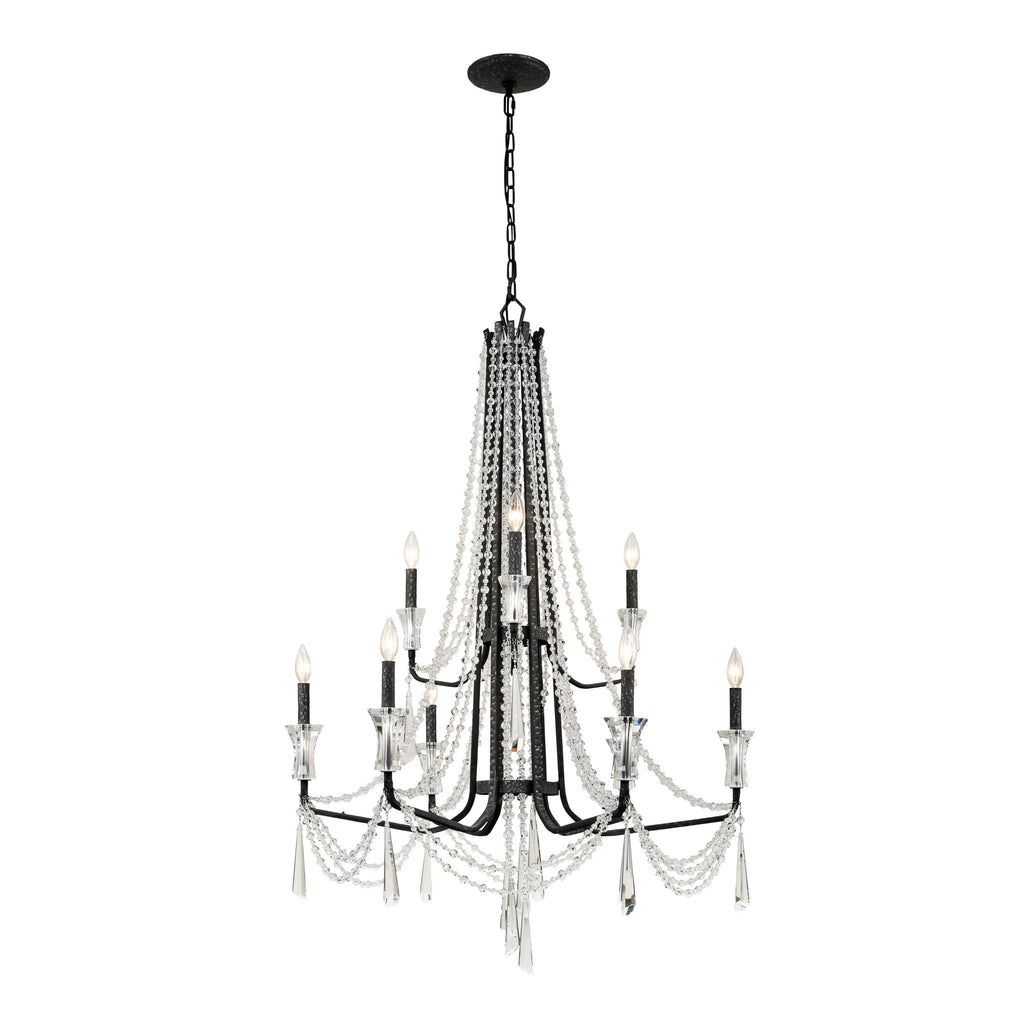 Barcelona 9 Light 2-Tier Crystal Chandelier - Onyx