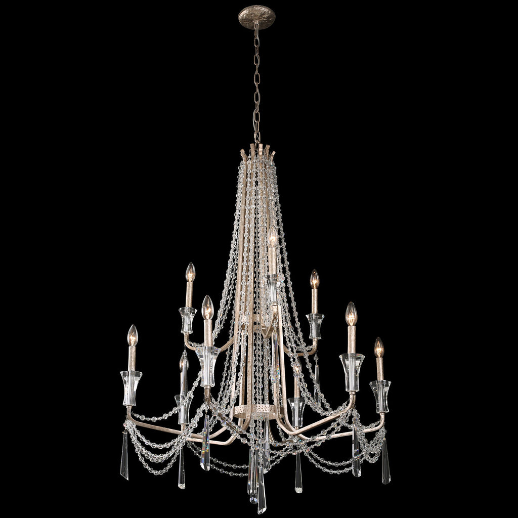 Barcelona 9 Light 2-Tier Crystal Chandelier - Transcend Silver