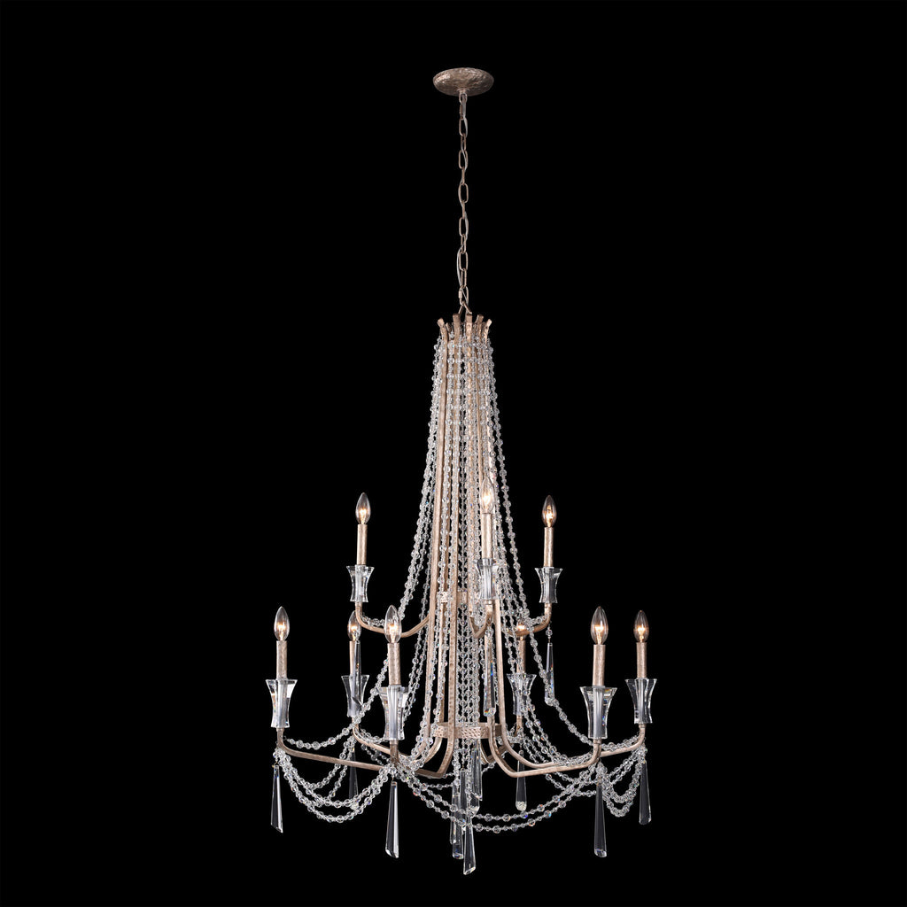 Barcelona 9 Light 2-Tier Crystal Chandelier - Transcend Silver