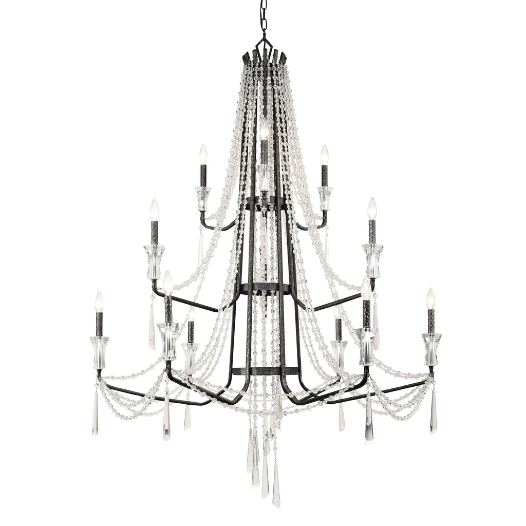 Barcelona 12 Light 3-Tier Crystal Chandelier - Onyx