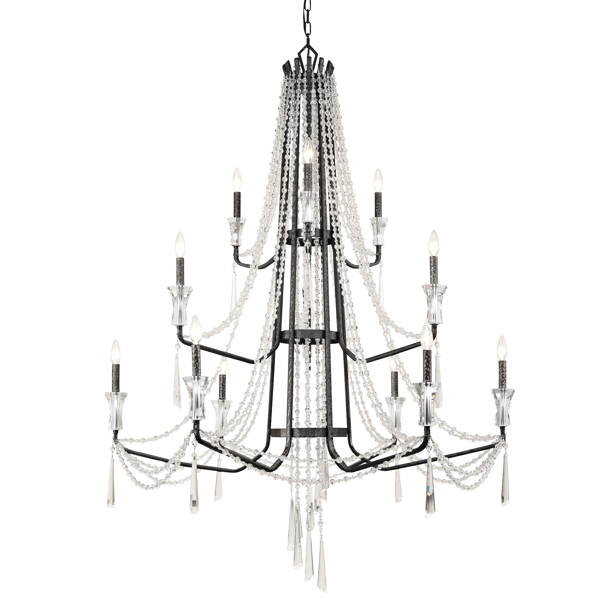 Barcelona 12 Light 3-Tier Crystal Chandelier - Onyx