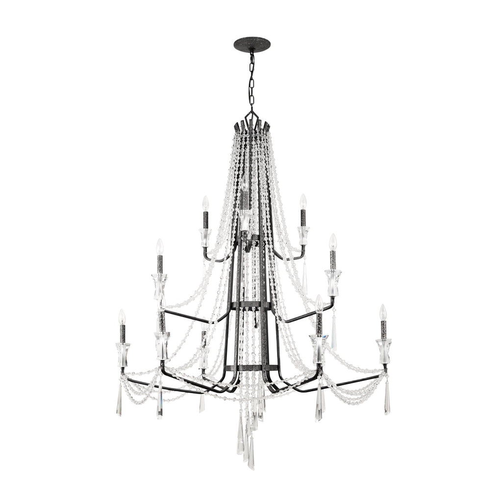 Barcelona 12 Light 3-Tier Crystal Chandelier - Onyx