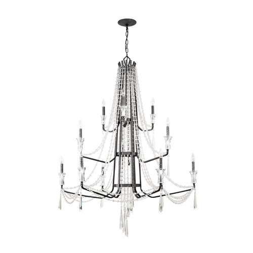 Barcelona 12 Light 3-Tier Crystal Chandelier - Onyx