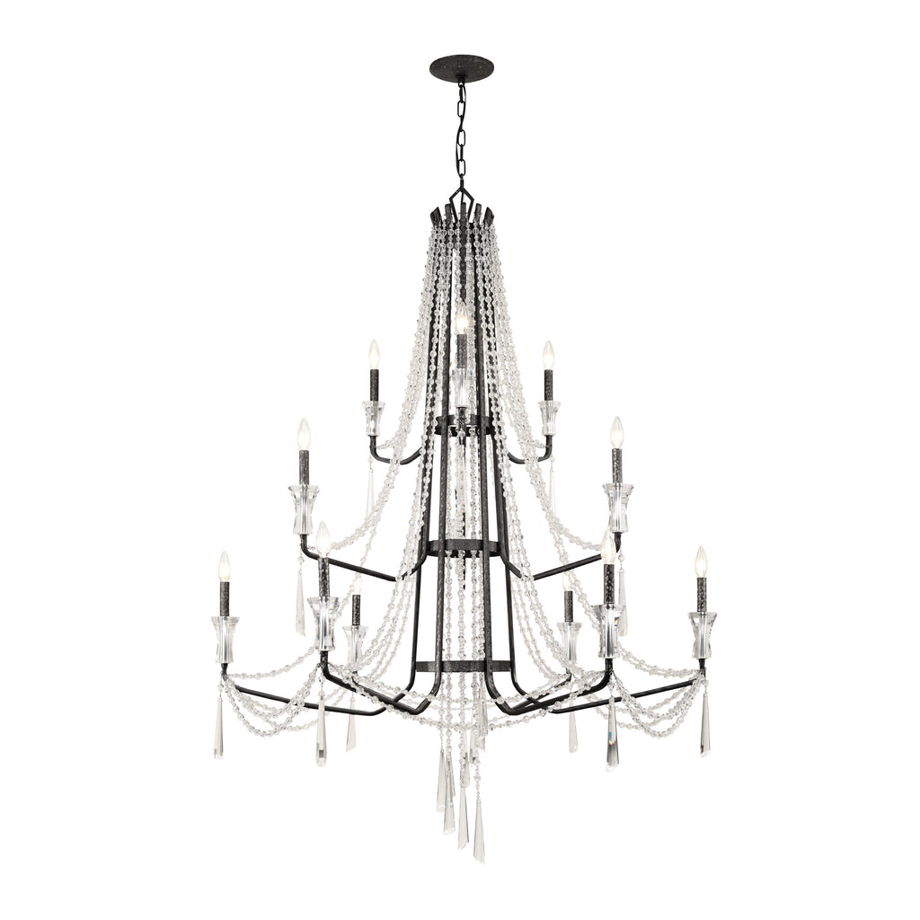 Barcelona 12 Light 3-Tier Crystal Chandelier - Onyx