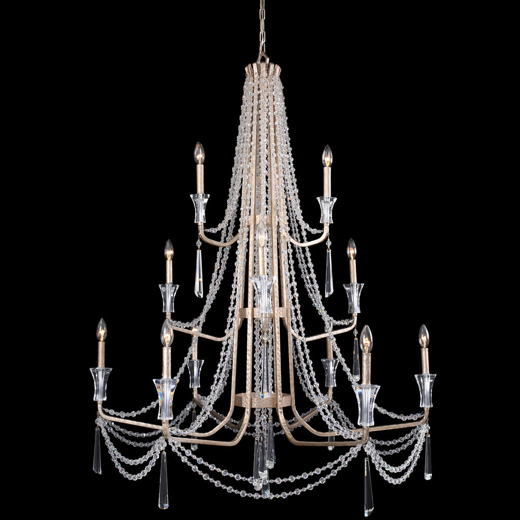 Barcelona 12 Light 3-Tier Crystal Chandelier - Transcend Silver