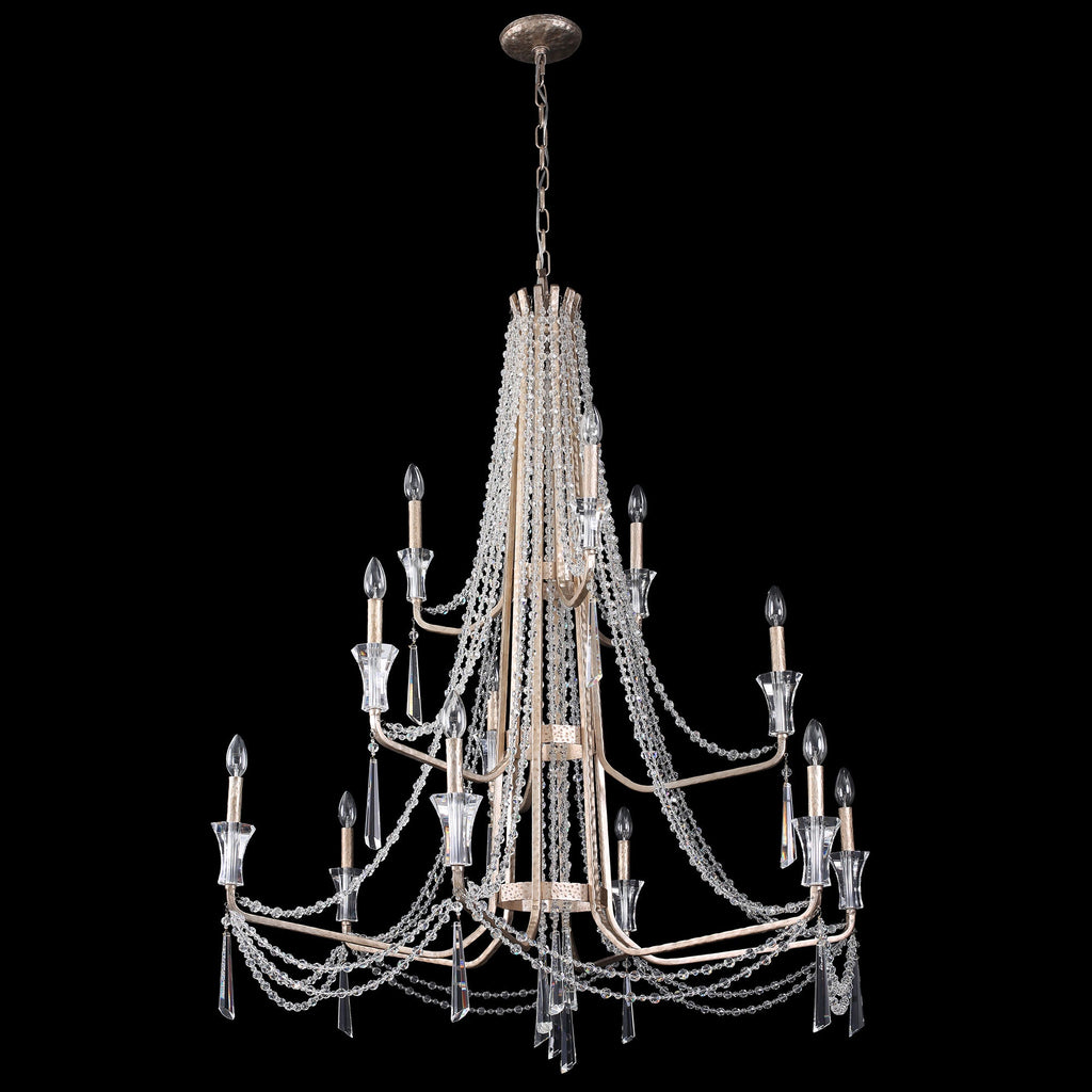 Barcelona 12 Light 3-Tier Crystal Chandelier - Transcend Silver