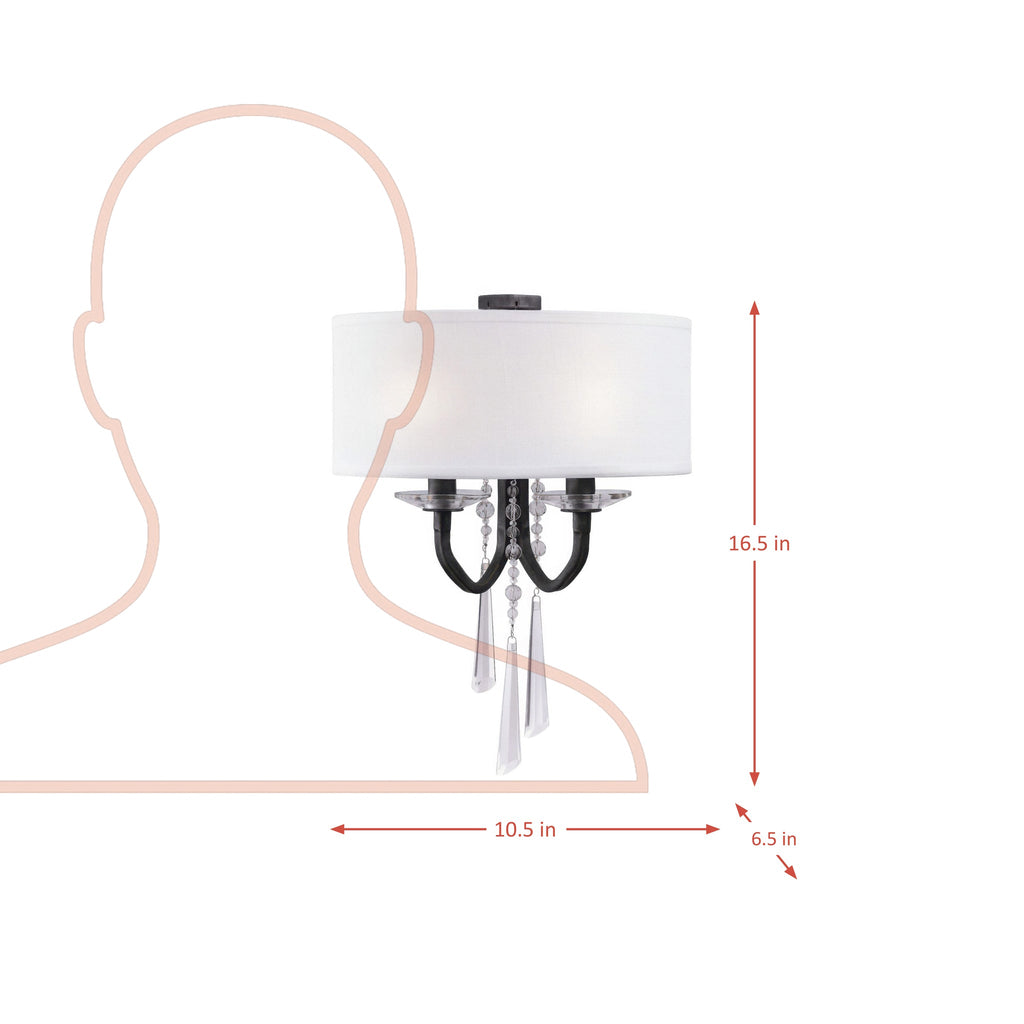 Barcelona 2 Light Sconce with Shade - Onyx