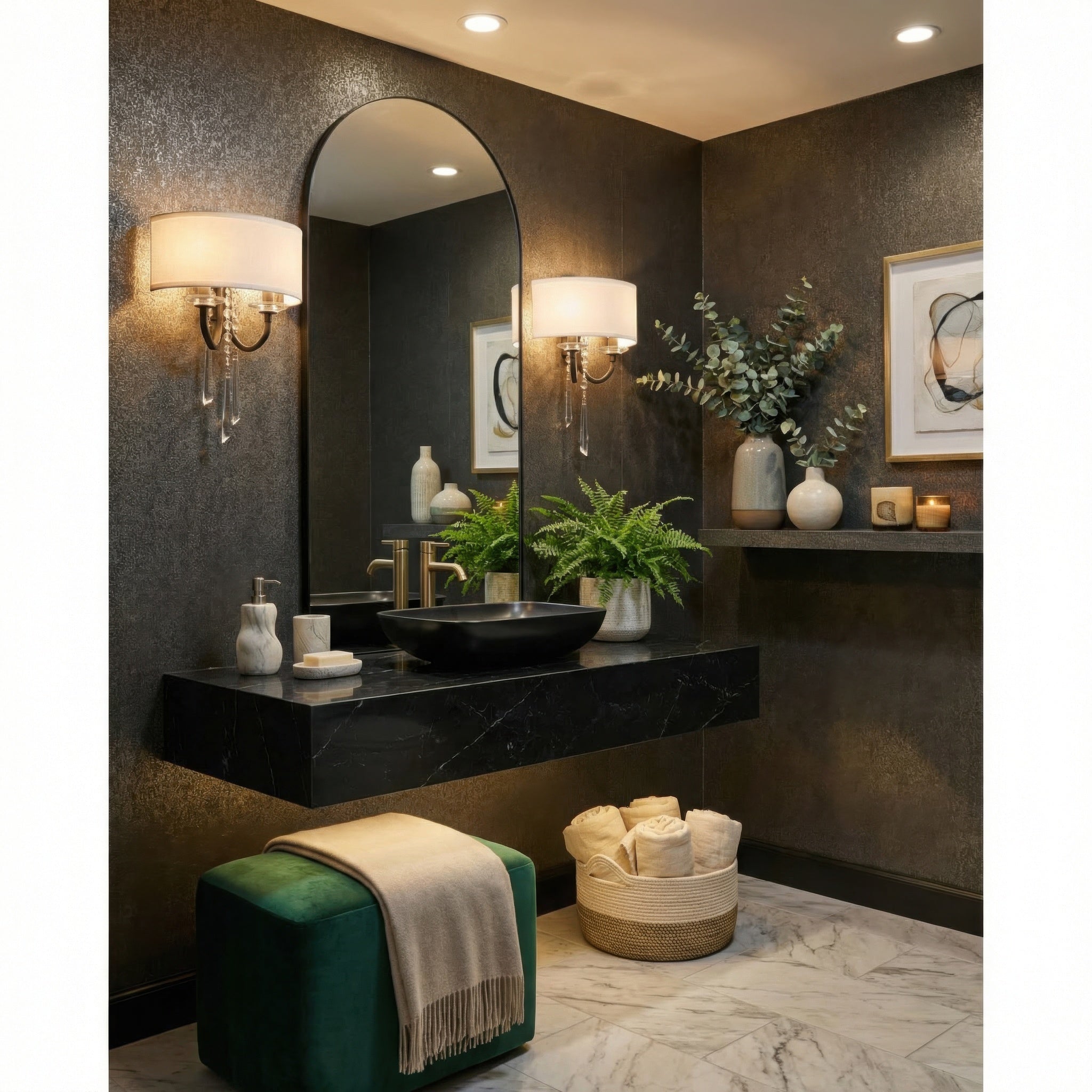 Barcelona 2 Light Sconce with Shade - Onyx