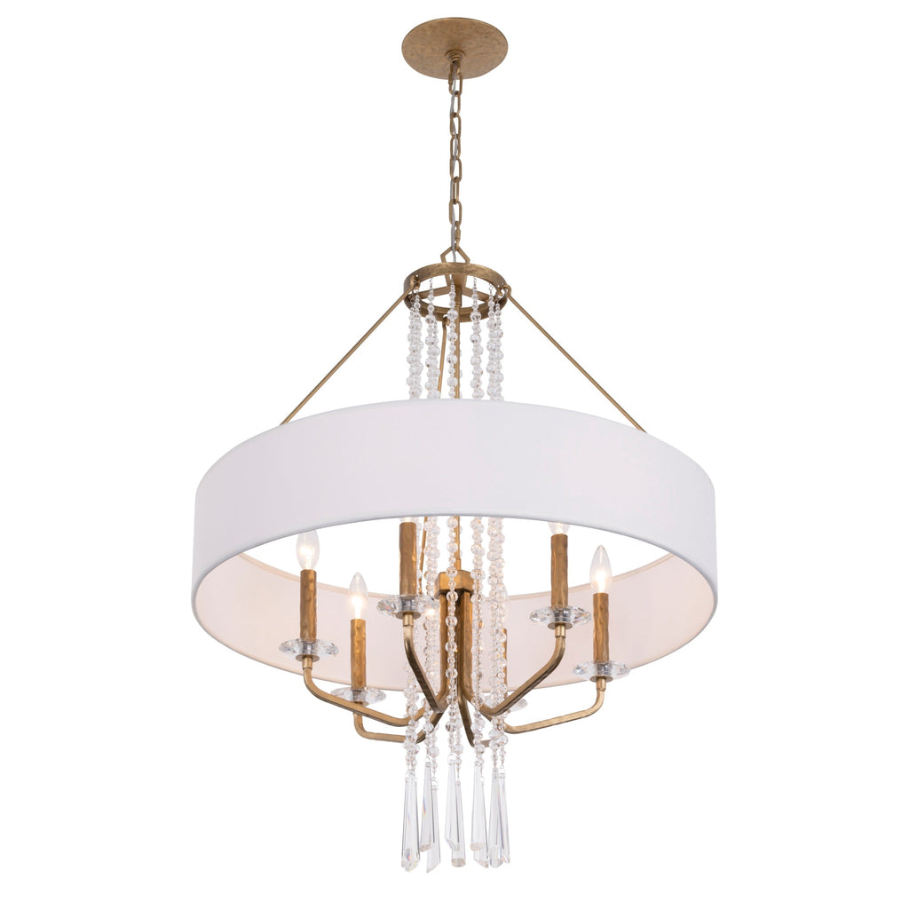 Barcelona 6 Light Pendant w/Shade - Brass Kisser