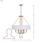 Barcelona 6 Light Pendant w/Shade - Brass Kisser