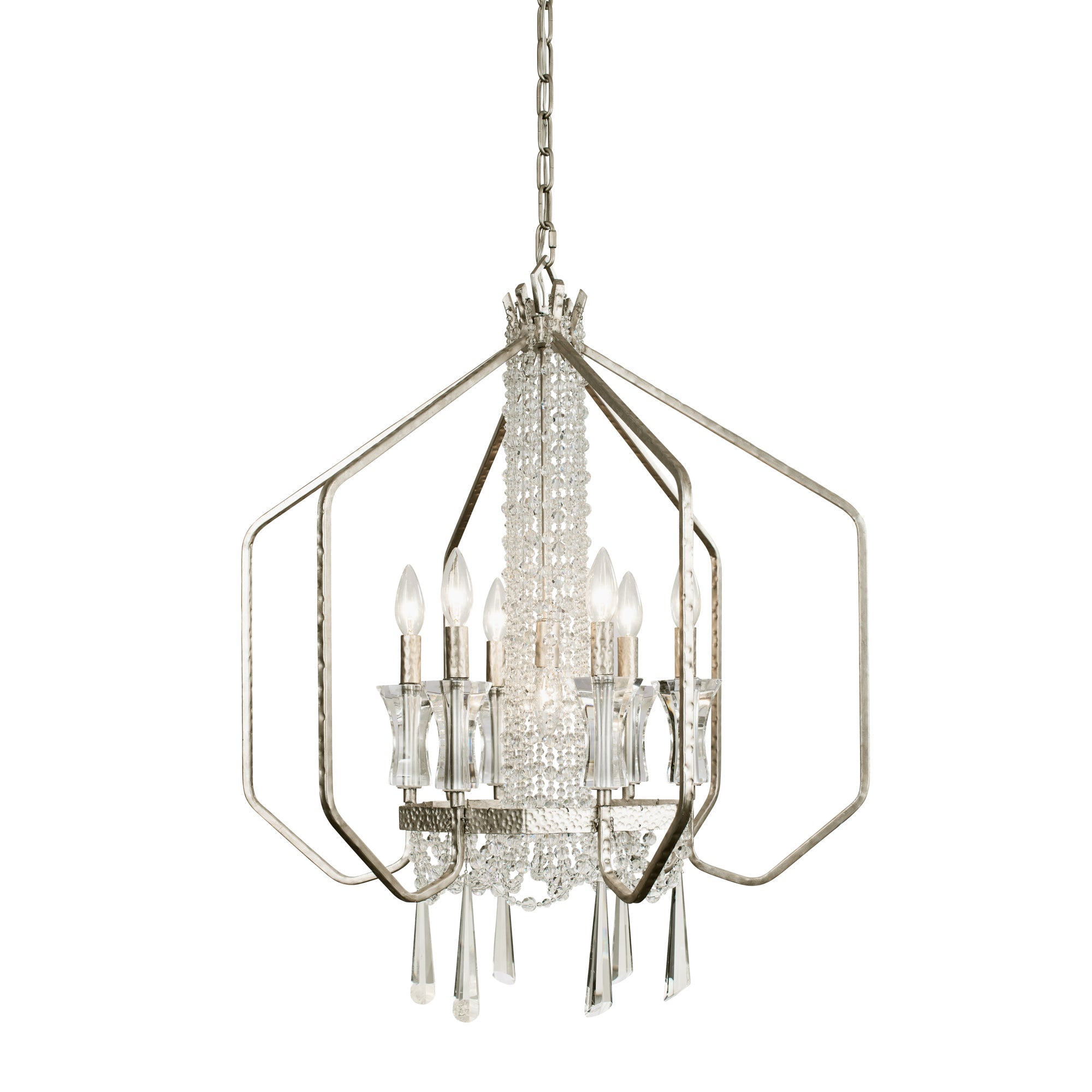Barcelona 7 Light Crystal Pendant - Transcend Silver