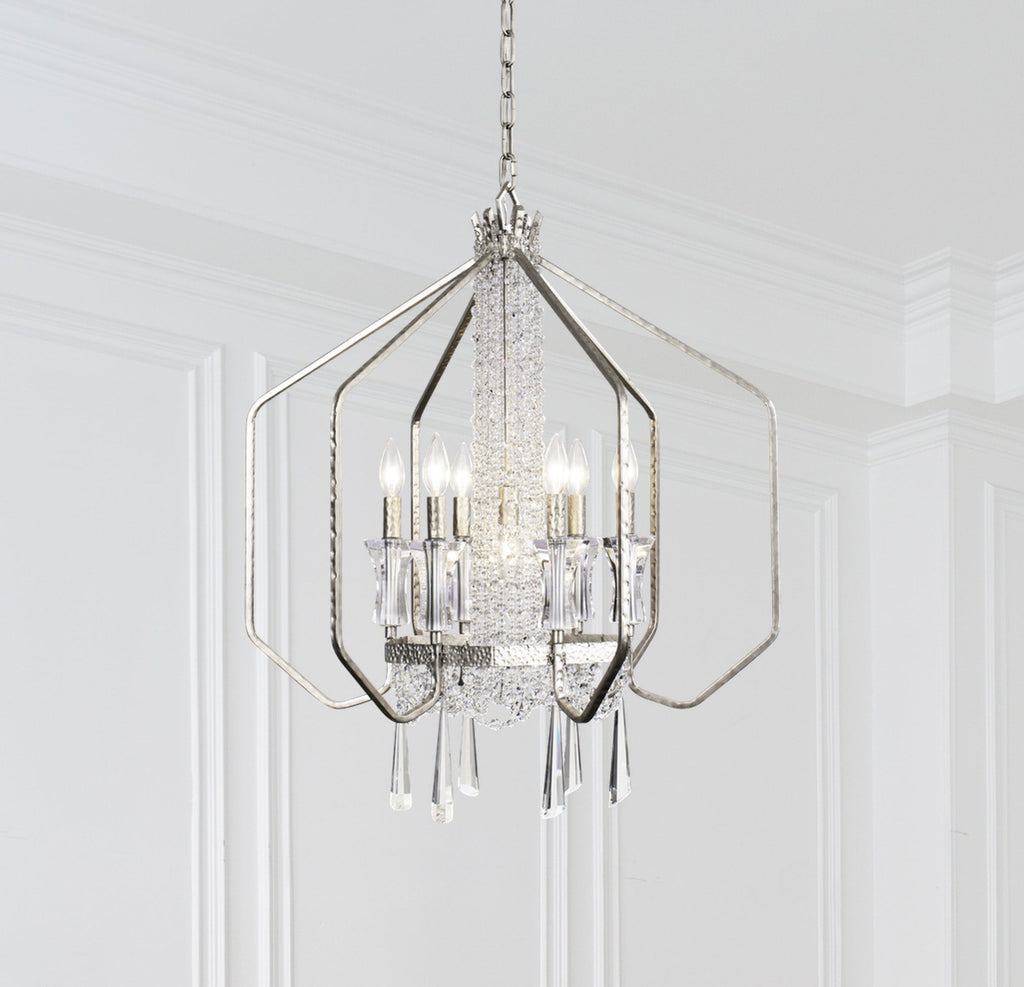 Barcelona 7 Light Crystal Pendant - Transcend Silver