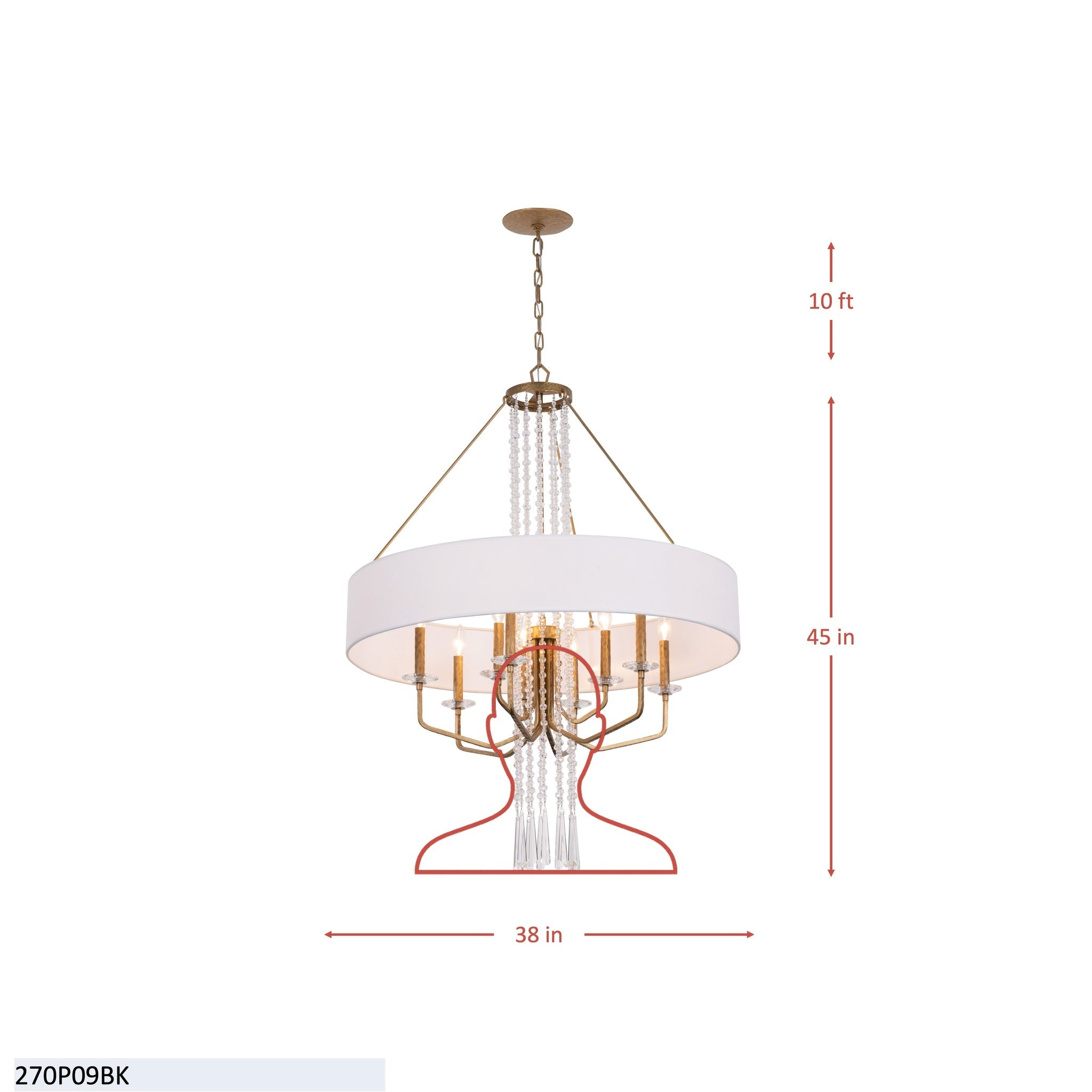 Barcelona 9 Light Pendant w/Shade - Onyx