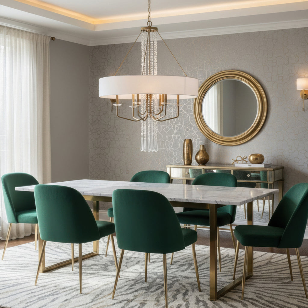 Barcelona 9 Light Pendant w/Shade - Brass Kisser