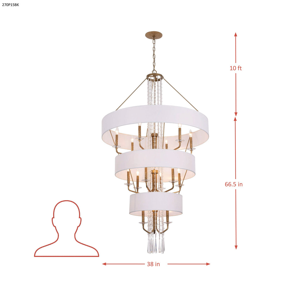 Barcelona 15 Light Pendant w/Shade - Onyx