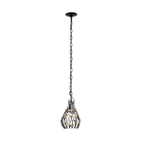 Bask 1 Light Crystal Mini Pendant - Matte Black/French Gold
