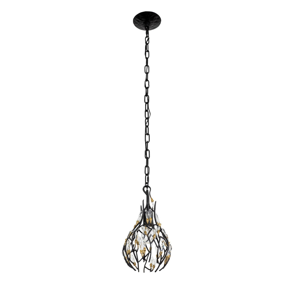 Bask 1 Light Crystal Mini Pendant - Matte Black/French Gold