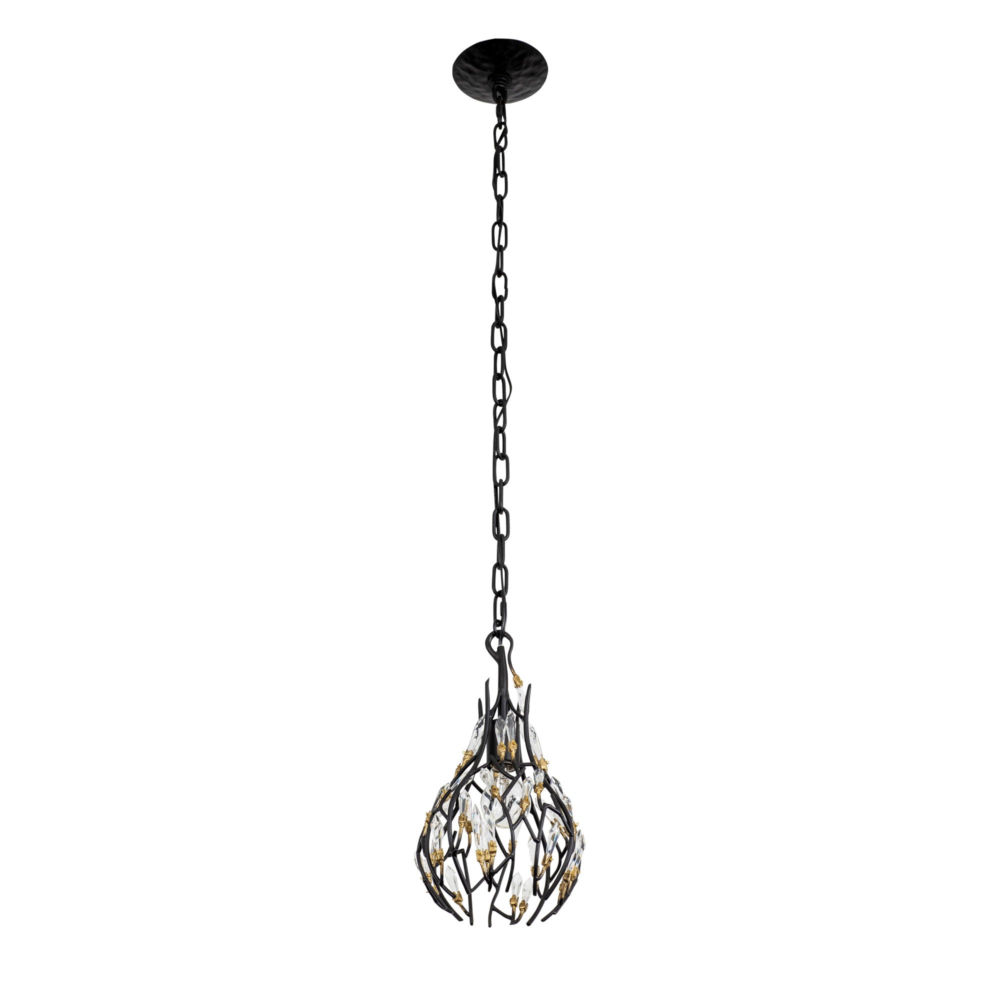 Bask 1 Light Crystal Mini Pendant - Matte Black/French Gold