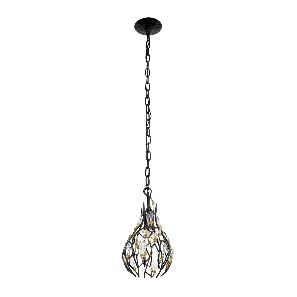 Bask 1 Light Crystal Mini Pendant - Matte Black/French Gold