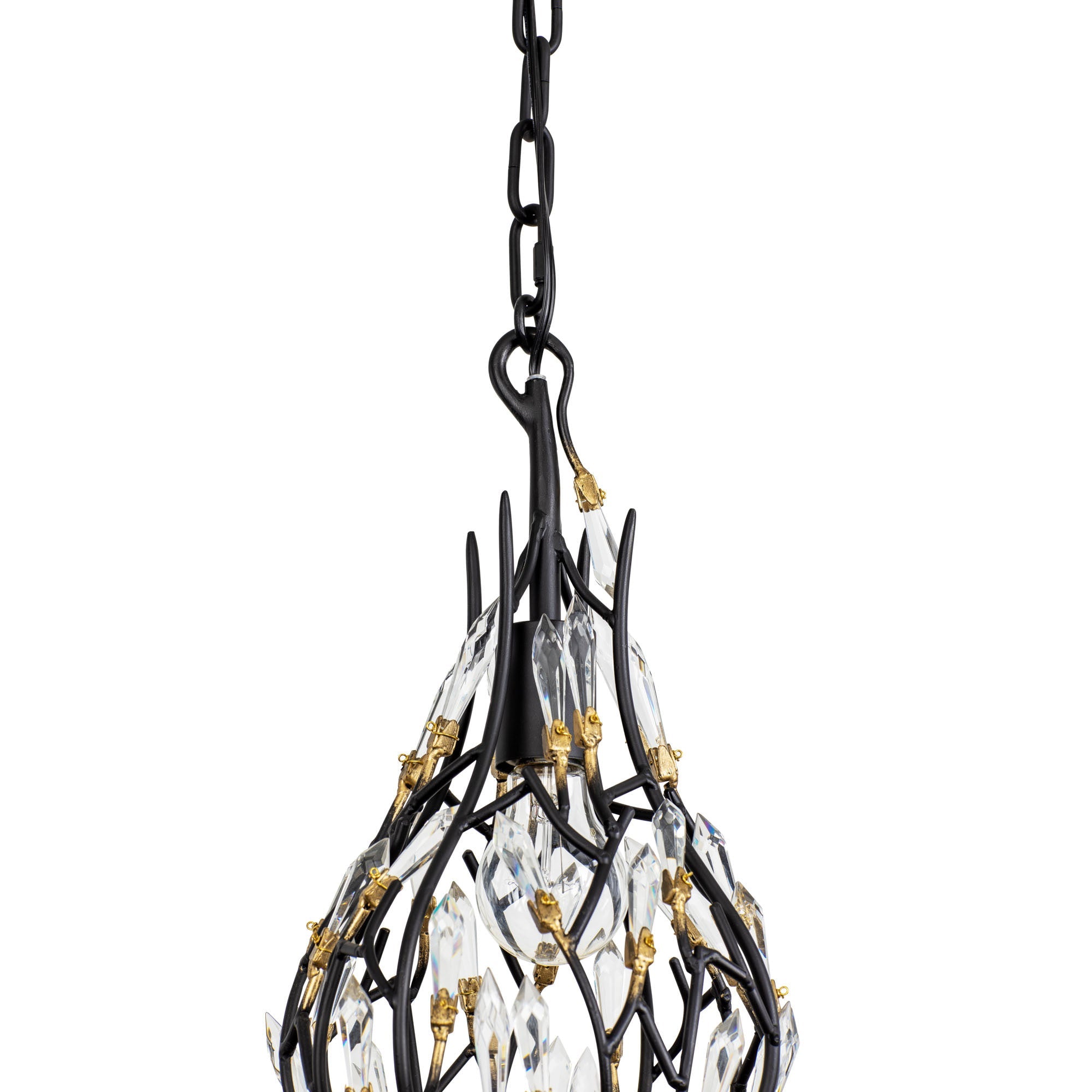 Bask 1 Light Crystal Mini Pendant - Matte Black/French Gold