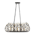 Bask 6 Light Crystal Linear Pendant - Matte Black/French Gold