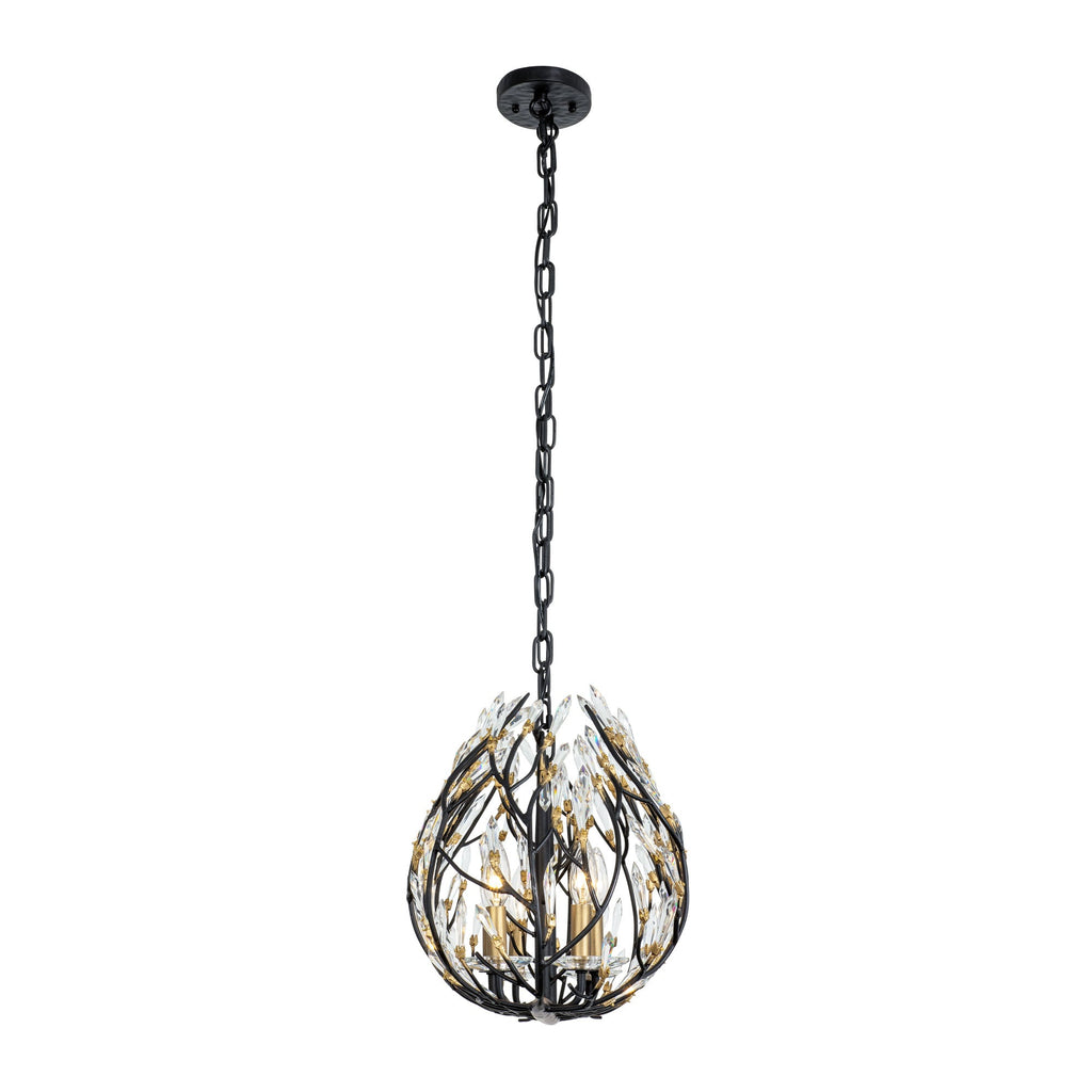 Bask 6 Light Crystal Linear Pendant - Matte Black/French Gold