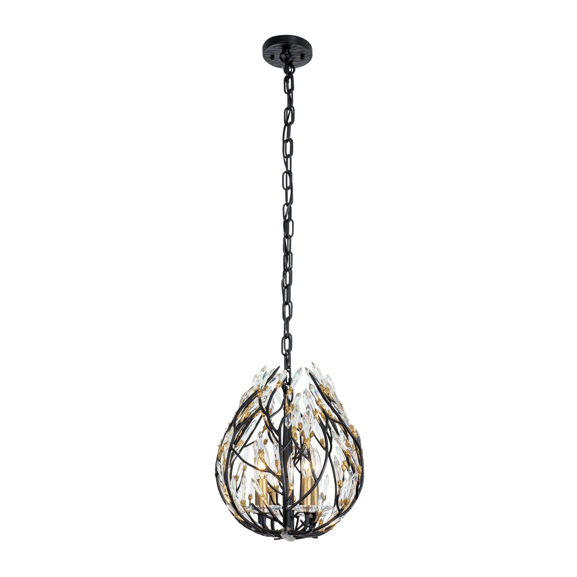 Bask 6 Light Crystal Linear Pendant - Matte Black/French Gold