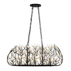 Bask 6 Light Crystal Linear Pendant - Matte Black/French Gold