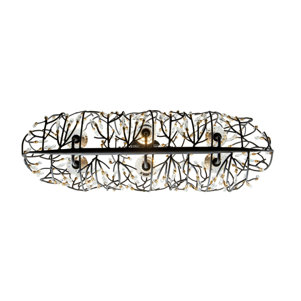 Bask 6 Light Crystal Linear Pendant - Matte Black/French Gold