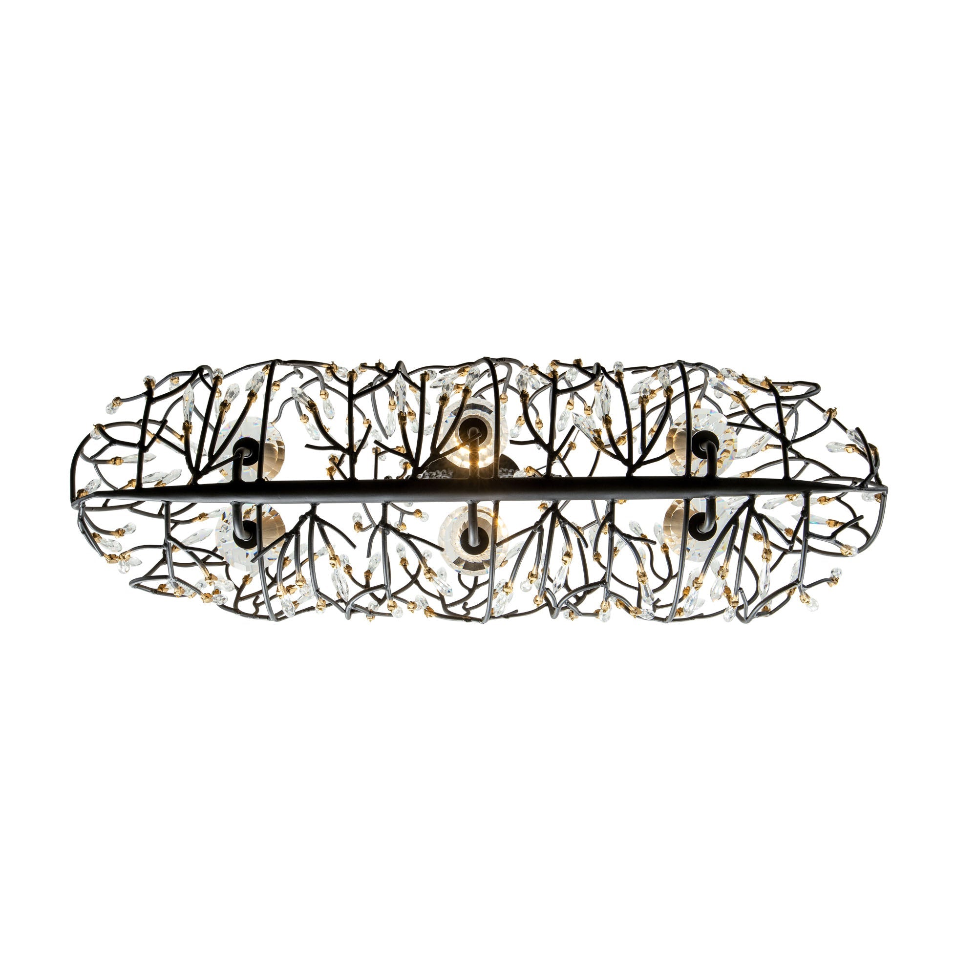 Bask 6 Light Crystal Linear Pendant - Matte Black/French Gold