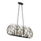 Bask 6 Light Crystal Linear Pendant - Matte Black/French Gold