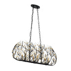 Bask 6 Light Crystal Linear Pendant - Matte Black/French Gold