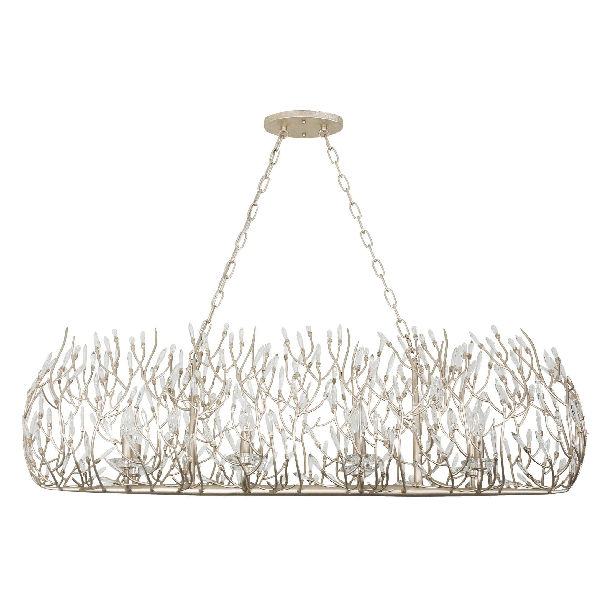 Bask 8 Light Crystal Linear Pendant - Matte Black/French Gold