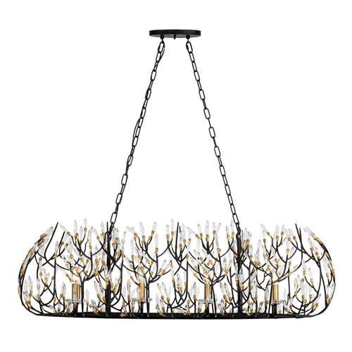 Bask 8 Light Crystal Linear Pendant - Matte Black/French Gold