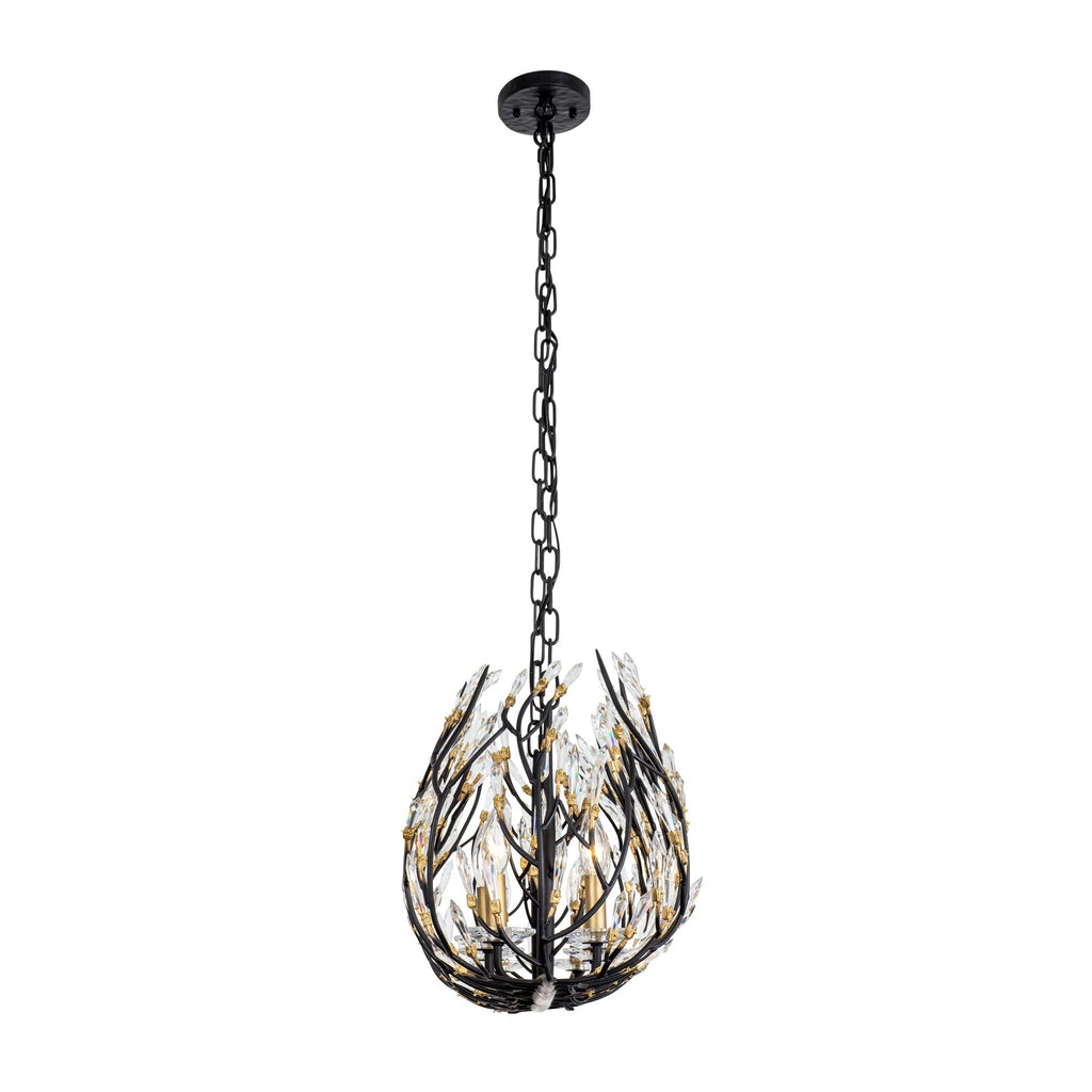 Bask 8 Light Crystal Linear Pendant - Matte Black/French Gold