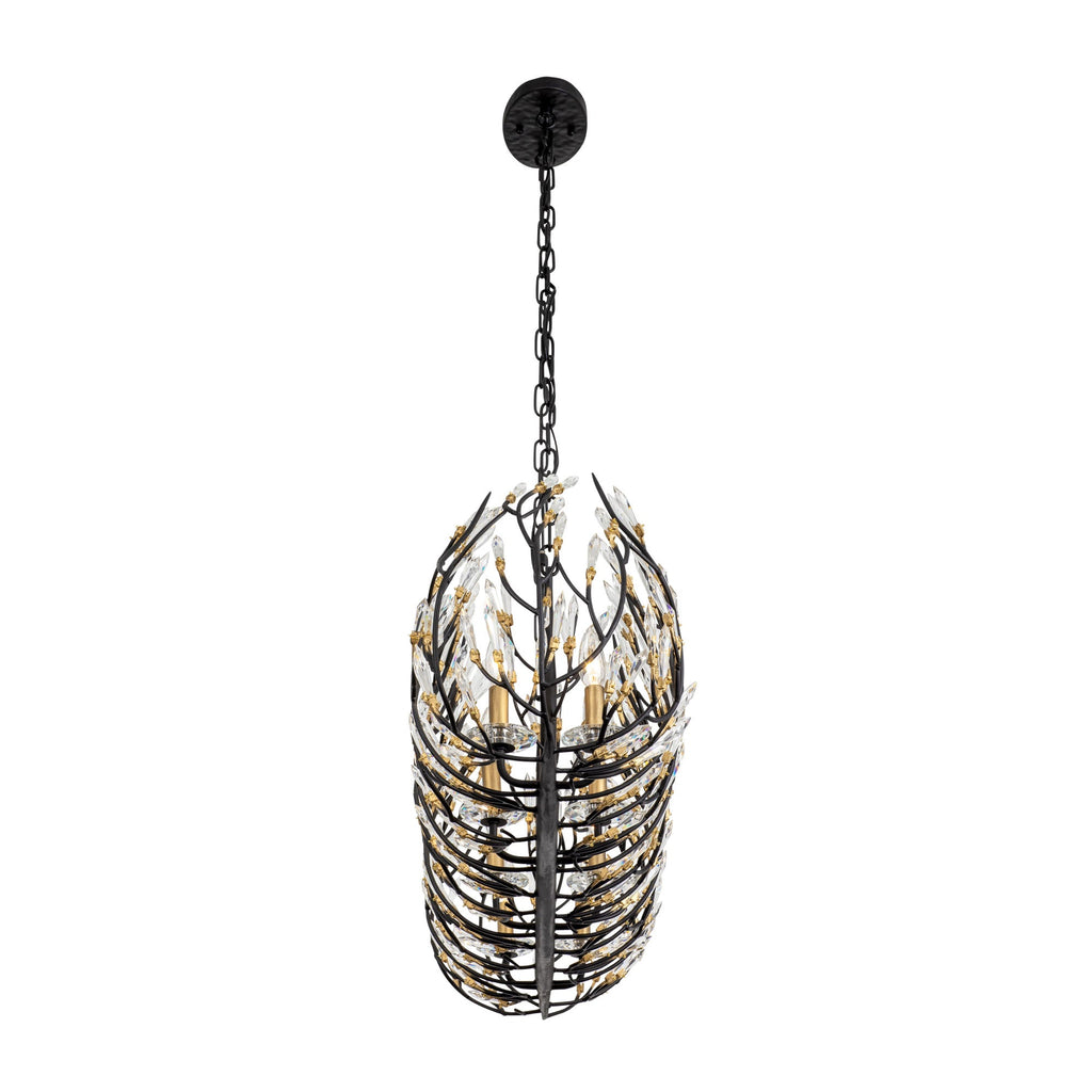 Bask 8 Light Crystal Linear Pendant - Matte Black/French Gold