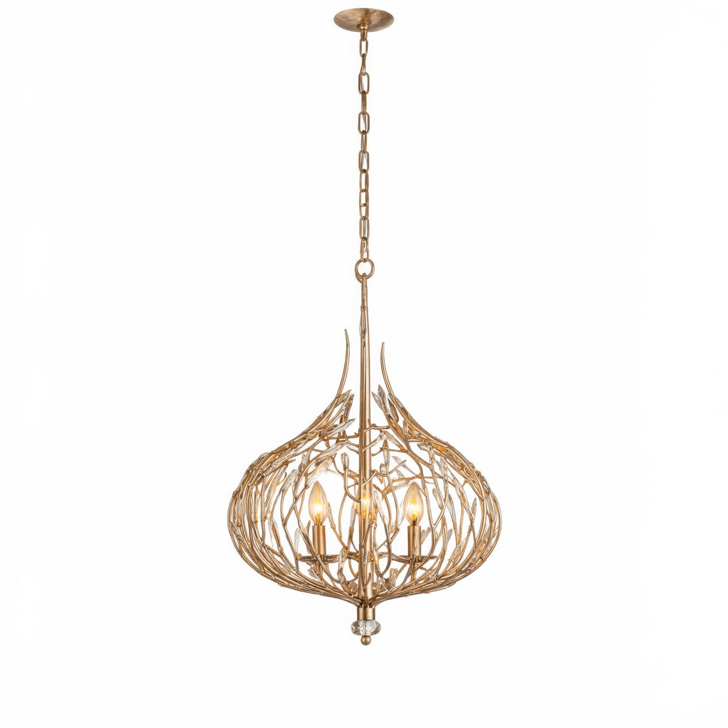 Bask 3 Light Crystal Pendant - Gold Dust