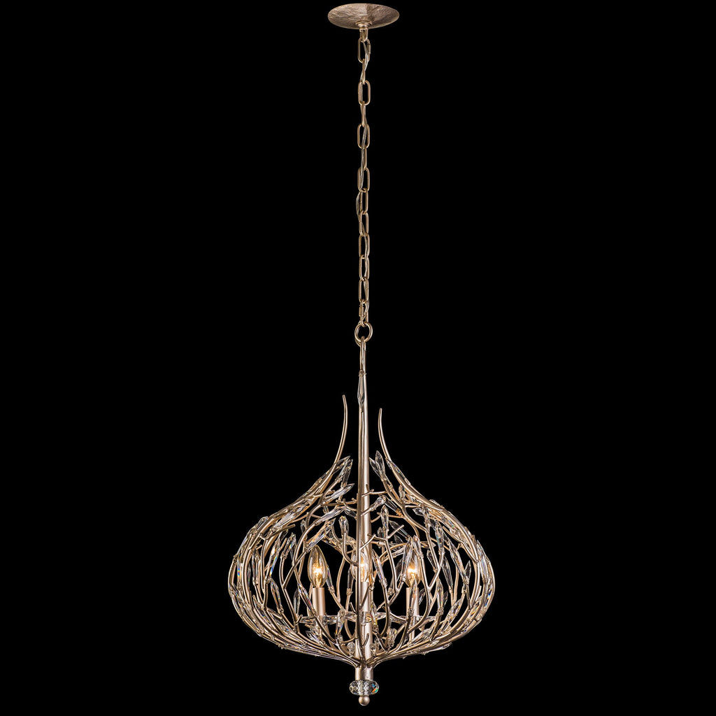 Bask 3 Light Crystal Pendant - Gold Dust