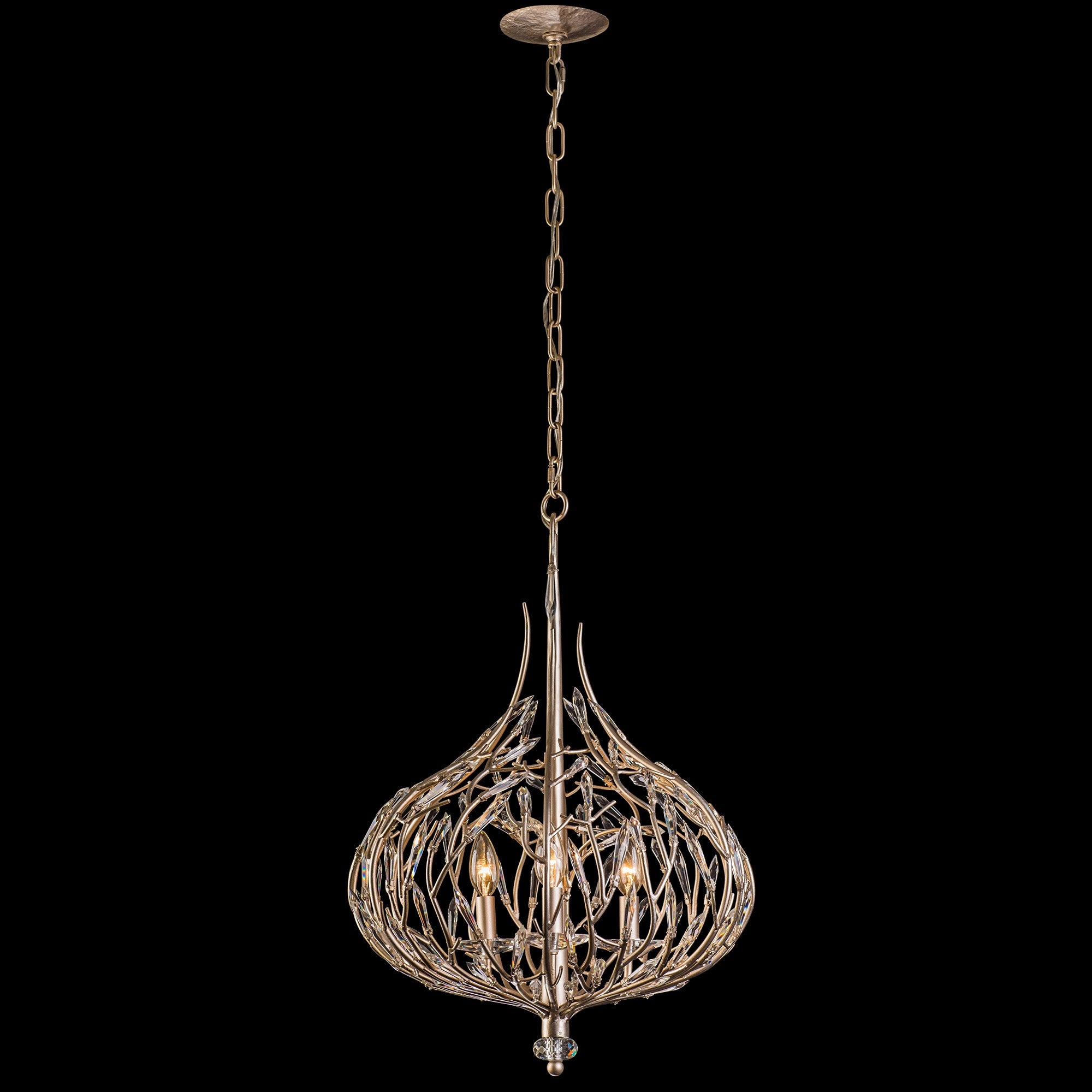 Bask 3 Light Crystal Pendant - Gold Dust