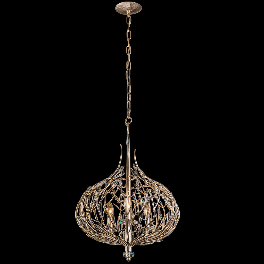 Bask 3 Light Crystal Pendant - Gold Dust