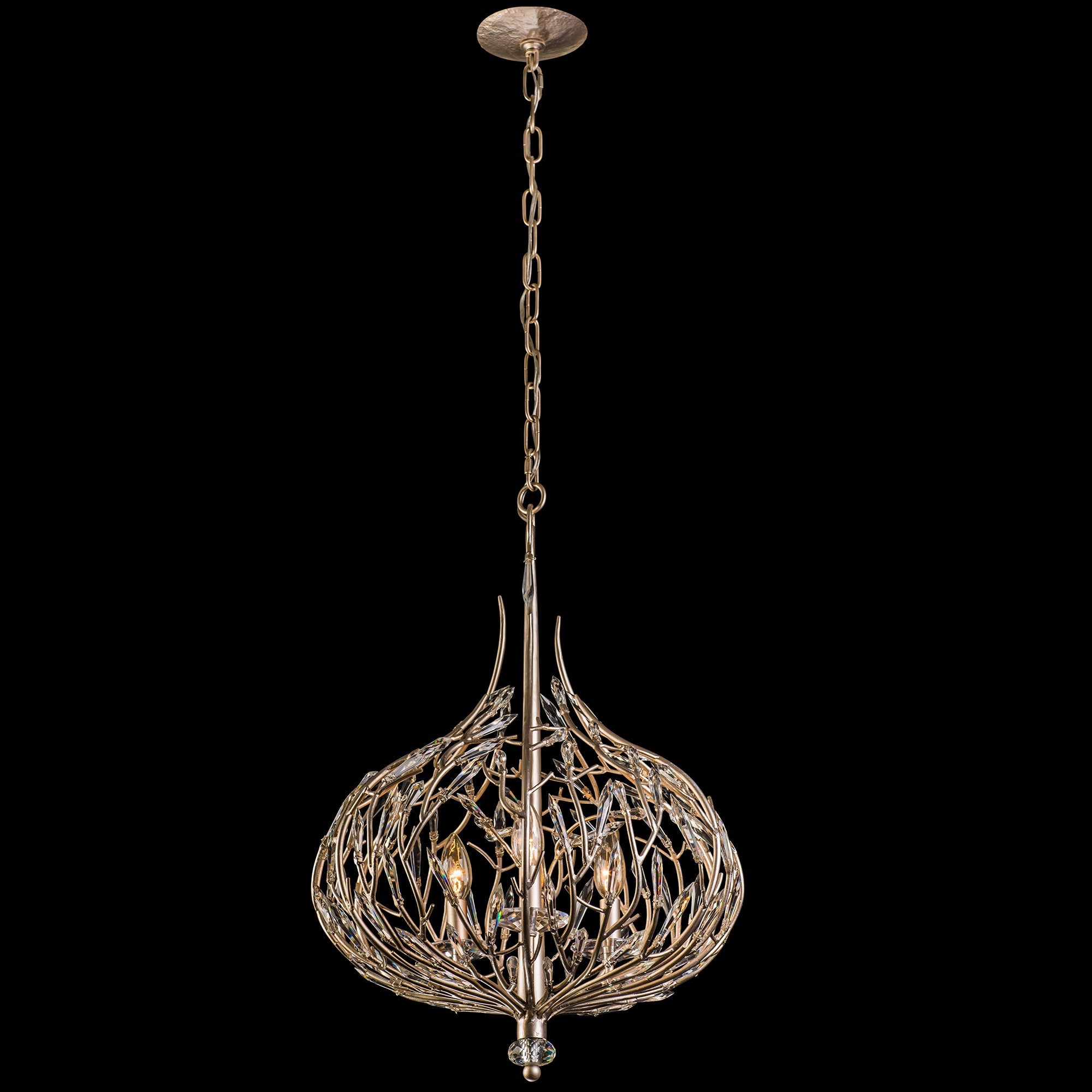 Bask 3 Light Crystal Pendant - Gold Dust