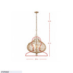 Bask 3 Light Crystal Pendant - Gold Dust