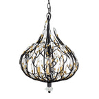 Bask 3 Light Crystal Pendant - Matte Black/French Gold