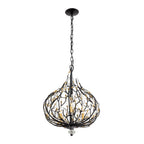 Bask 3 Light Crystal Pendant - Matte Black/French Gold