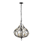 Bask 3 Light Crystal Pendant - Matte Black/French Gold