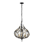 Bask 3 Light Crystal Pendant - Matte Black/French Gold