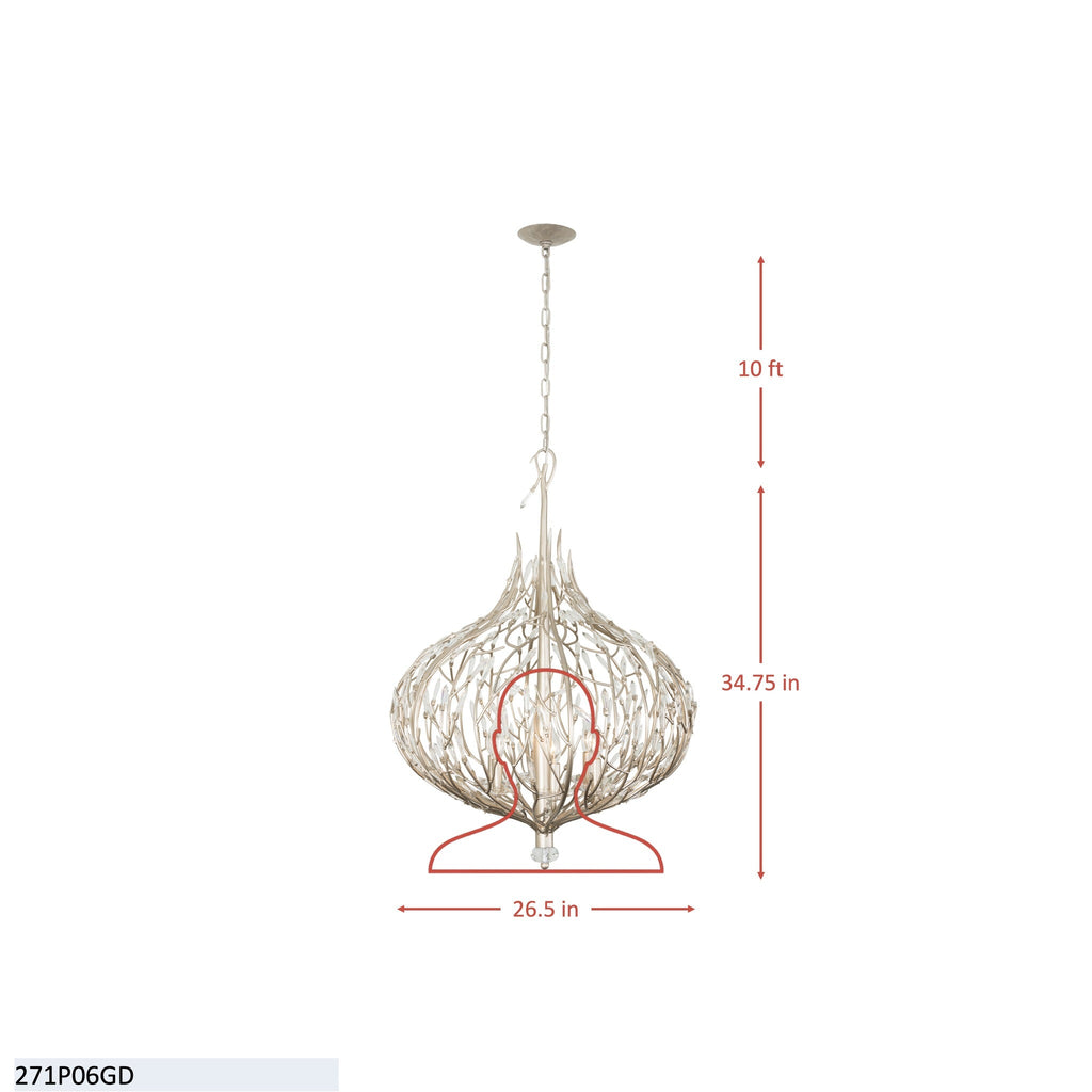 Bask 6 Light Crystal Pendant - Gold Dust