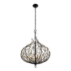 Bask 6 Light Crystal Pendant - Matte Black/French Gold