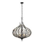 Bask 6 Light Crystal Pendant - Matte Black/French Gold